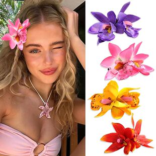 1PC/4PCS Hawaiian artificail orchid hair clip summer beach h