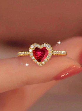 Gorgeous Zircon Shiny Love Heart Ring for Women Engagement W