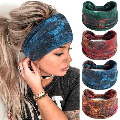 Boho Headbands for Women Knotted Wide Headwrap Turban Yoga W