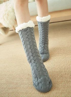 Womens Fuzzy Thermal Sock Plush Grip Hemp Winter Soft Female
