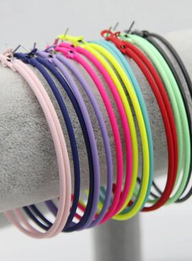 FISHPEACH Trendy 70mm Large Hoop Earrings Neon Color Painted