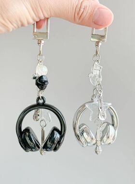 Ins Style Music Earphone Beaded Phone Chain Keychain Girls Y