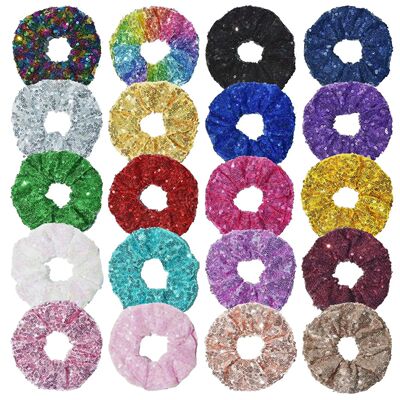 4.3inch Sparkly Sequin Scrunchies Glitter Hair Ties Ropes Co