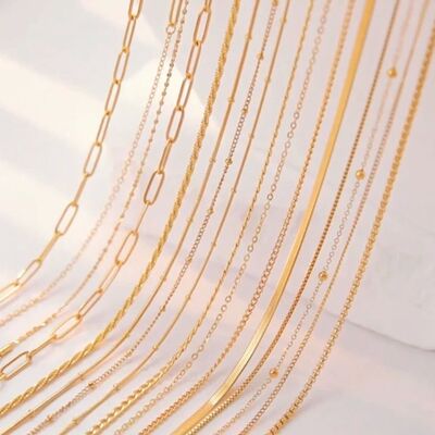 1pc Stainless Steel Chain Necklace for Women Basic Gold Colo