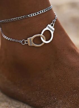 Modyle  New Bohemia Handcuffs Anklet Multilayer Silver Color