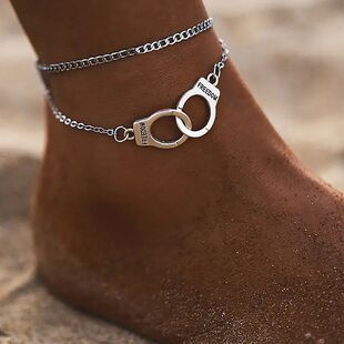 Modyle New Bohemia Handcuffs Anklet Multilayer Silver Color