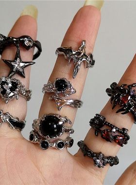 Vintage Goth Thorny Rose Couple Rings For Men Women Charm Ir