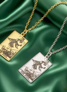 Dawapara Tarot Cards Necklace Women Stainless Steel Necklace