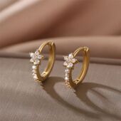Hoop Earrings Women Mini for Star Plated Gold Zircon Metal