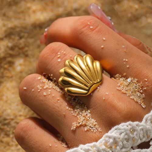 Vintage Stainless Steel Scallop Rings for Women Men Classic