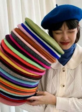 Women Wool Berets French Artist Style Warm Winter Beanie Hat