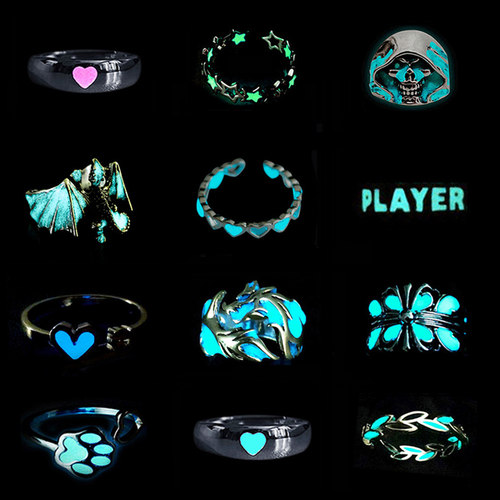 Gothic Punk Noctilucent Dragon Rings Vintage Luminous Glow I