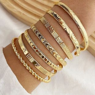 7 Pcs/Set Punk Gold Color Bracelets for Women Streetwear Got