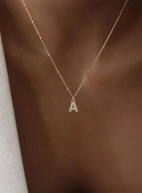 Fashion Zircon 26 Letter Pendants Neckalce Micro-paved Zirco