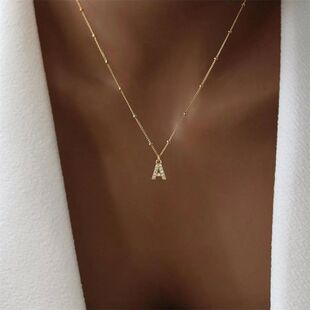 Fashion Zircon 26 Letter Pendants Neckalce Micro-paved Zirco