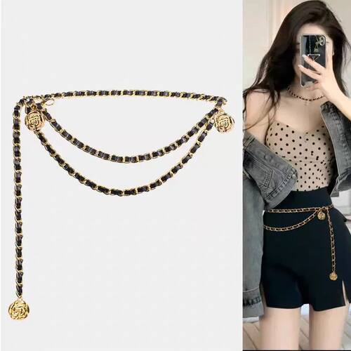 High Quality Metal Waist Chain Belts For Women Round Flower