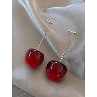 Earrings LadiesDelicate Fruit Sweet Drop Cherry Design Red