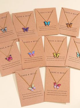 10 PcsButterfly Necklaces For Women Boho Vintage Colorful Si