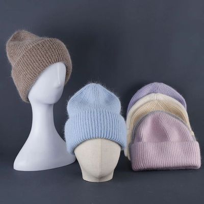 Rabbit Fur Beanies Soft Warm Fluffy Winter Hat for Women Ang