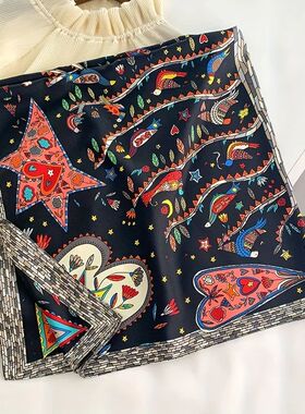 90*90Cm Square Scarf Twill Silk Feeling Women Head Shawls an