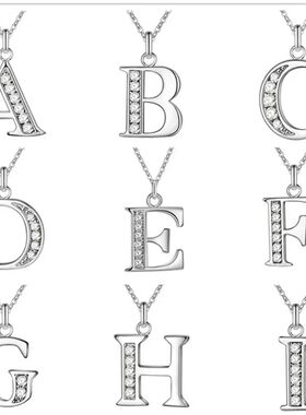 New Fashion 26 Letter A-Z Silver Plated Necklace   Color Jew