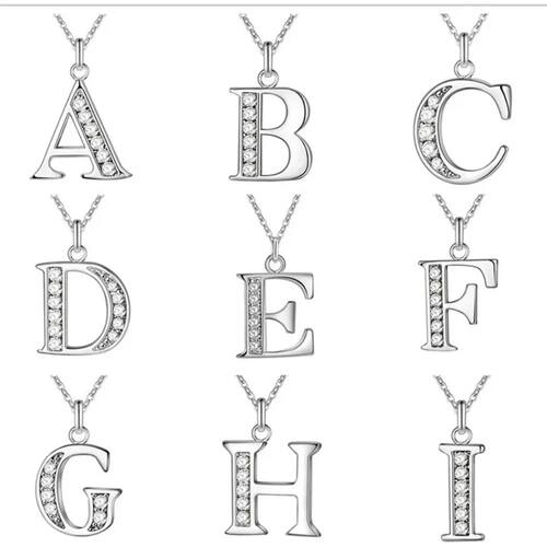 New Fashion 26 Letter A-Z Silver Plated Necklace   Color Jew