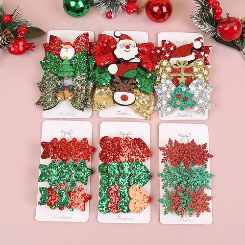 3pcs Christmas Elk Hair Bows Girls Santa Claus Hair Clip Hea