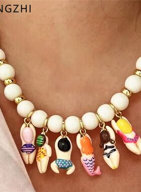 HangZhi New Bikini Doll Acrylic Bead Necklace Cute Cartoon B