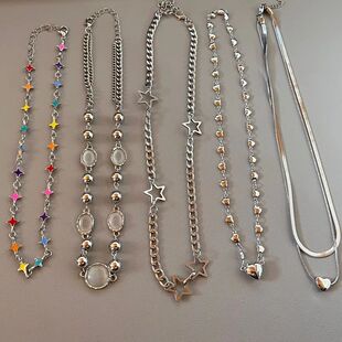 Heavy Industry Choker Shiny Neck Women Star Punk Y2K Vintage