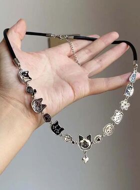 Cute Cartoon cat Star Heart Pendant Necklace 2025 Fashion Co