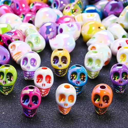 10pcs Colored Skull Beads 3D Skull Acrylic Beads Handmade Ca