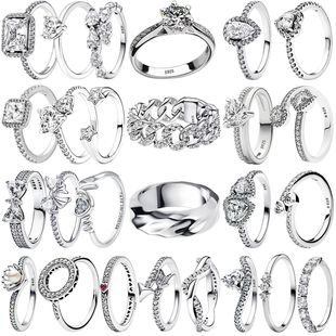 925 Sterling Cubic Moissanite Claws Rings Vintage Silver