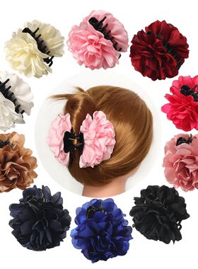 New French Camellia Flower Solid Color Satin Hair Claw Clip