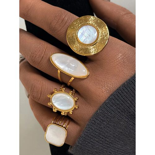 Fashion Shell Stainless Steel 18K Gold Plated Opening Rings