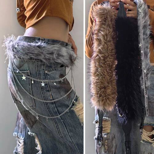 Furry Belt Y2k Belt Subculture Autumn Winter Retro All-Match