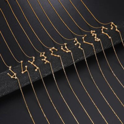 Clear Zircon Constellation Necklace Women Capricorn Libra Ar