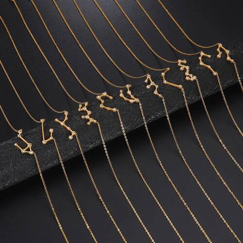 Clear Zircon Constellation Necklace Women Capricorn Libra Ar