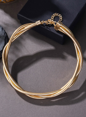 Winding Snake Bone Metal Necklace Personality Exaggerated Cl