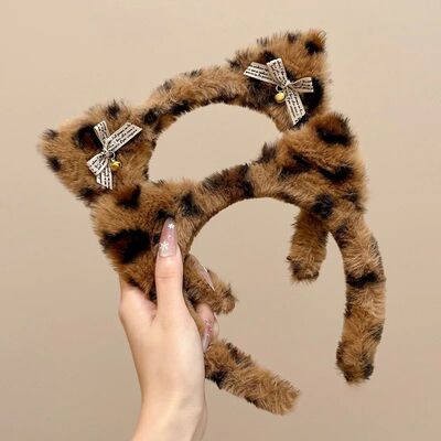 Cute Cat Ears Hairband Women Girl Cosplay Leopard Hair Hoop