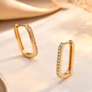 Women Cubic Huggies Chi Copper Row Plated Gold ndy Zirconia