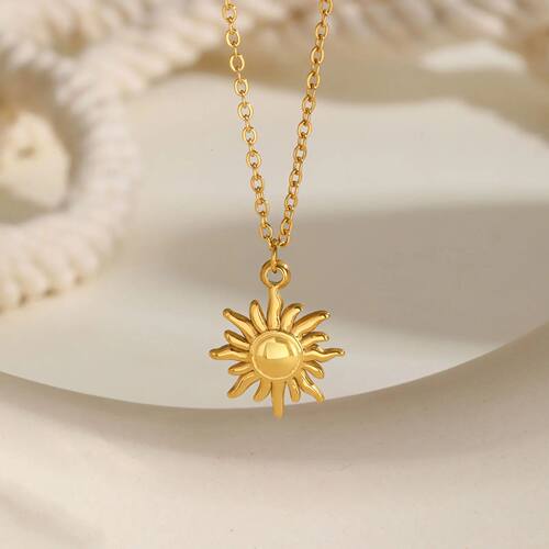 Greek Sun Necklace for Women, Stainless Steel Spiral Design