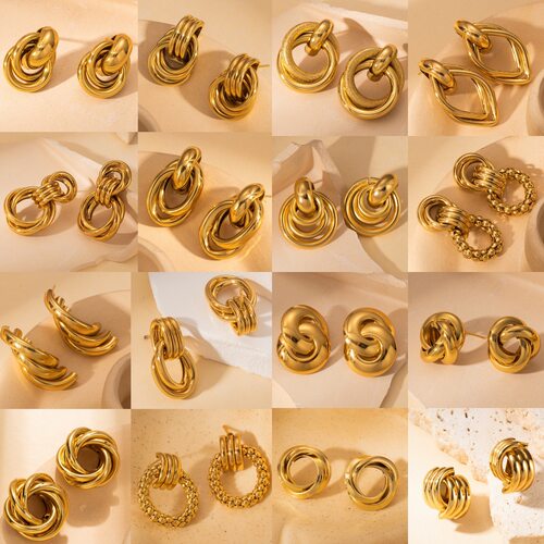 Do Not Fade Titanium Steel Earrings Women's GoldHigh Sense E