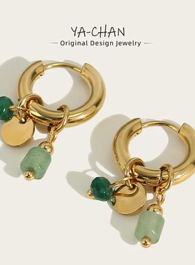 18K Gold Plated Stainless Steel Hoop Earrings for Women Vint