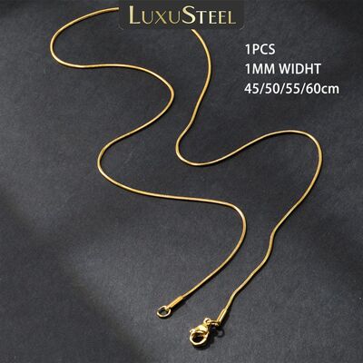 1pcs 1mm Golden Plated Snake Chains Necklaces No Fade Basic