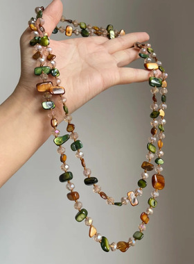 Necklace Bohemian Color Shell Beaded Double Layer Necklace V