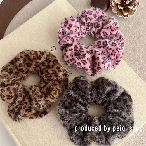 Soft Animal Leopard printing Hair Scrunchie Ponytail Loop Ho
