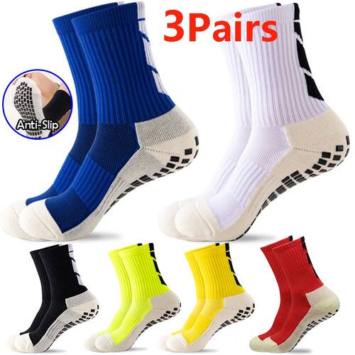 3 Pairs Football Socks for Men Non-Slip Breathable Cycling H