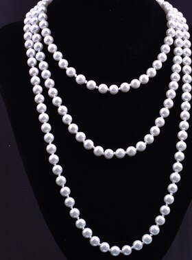 8mm Glass Imitation Pearl Knot Necklace 1 Meter 5 Long Sweat