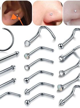 18G/20G Titanium Nose Stud Nostril Piercing Women L Shape Se