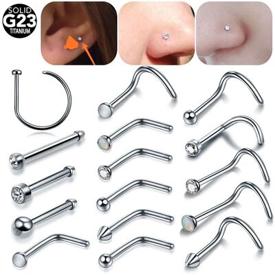 18G/20G Titanium Nose Stud Nostril Piercing Women L Shape Se